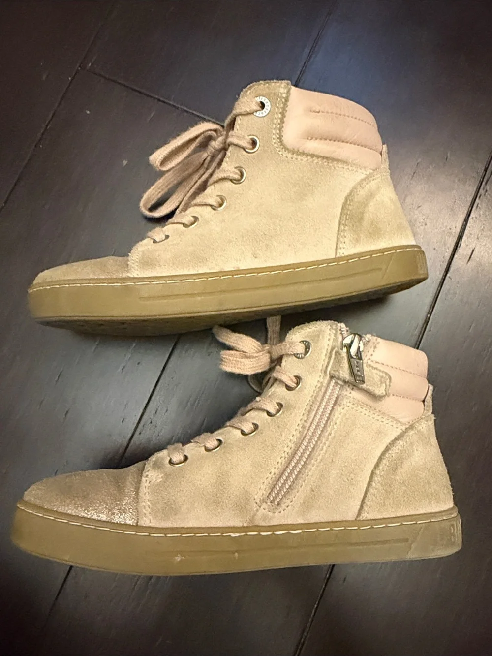 Birkenstock Kids suede high tops dusty pink
